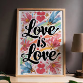 Liefde is Liefde Waterverf Bloemen LGBTQ Art Poster