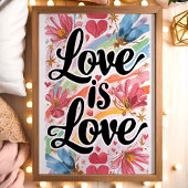 Liefde is Liefde Waterverf Bloemen LGBTQ Art Poster
