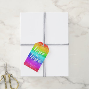 "Liefde is Liefde" Waterverf Pride Regenboog Cadeaulabel