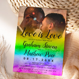 Liefde is liefde waterverf regenboogfoto homohuwel kaart