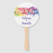Liefde is Liefde waterverf Trouwhand Fans Handwaaier (Voorkant)