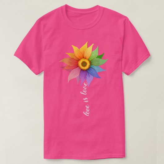 Liefde is liefde Zonnebloem Daisy LGBT Pride Rainb T-shirt (Design voorkant)