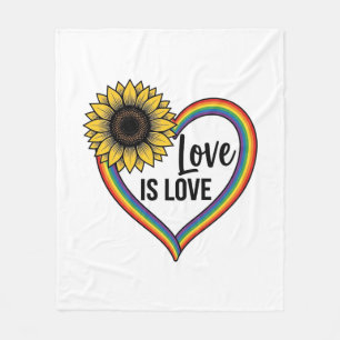 Liefde Is Liefde Zonnebloem Hart Vintage Vector T- Fleece Deken