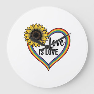 Liefde Is Liefde Zonnebloem Hart Vintage Vector T- Grote Klok