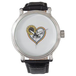 Liefde Is Liefde Zonnebloem Hart Vintage Vector T- Horloge