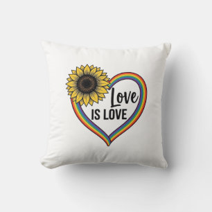 Liefde Is Liefde Zonnebloem Hart Vintage Vector T- Kussen