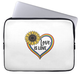 Liefde Is Liefde Zonnebloem Hart Vintage Vector T- Laptop Sleeve