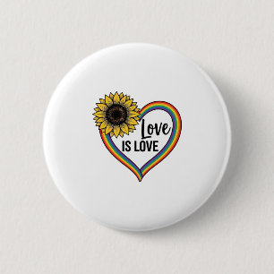 Liefde Is Liefde Zonnebloem Hart Vintage Vector T- Ronde Button 5,7 Cm