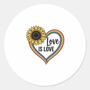 Liefde Is Liefde Zonnebloem Hart Vintage Vector T- Ronde Sticker
