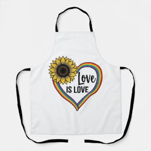 Liefde Is Liefde Zonnebloem Hart Vintage Vector T- Schort