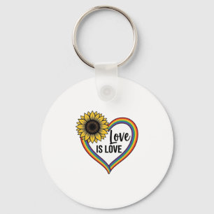 Liefde Is Liefde Zonnebloem Hart Vintage Vector T- Sleutelhanger