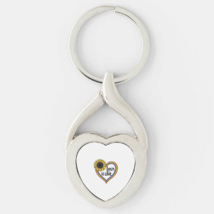 Liefde Is Liefde Zonnebloem Hart Vintage Vector T- Sleutelhanger