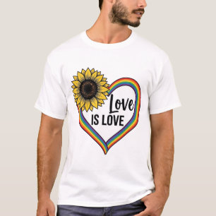 Liefde Is Liefde Zonnebloem Hart Vintage Vector T- T-shirt