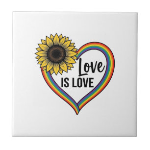 Liefde Is Liefde Zonnebloem Hart Vintage Vector T- Tegeltje