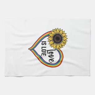 Liefde Is Liefde Zonnebloem Hart Vintage Vector T- Theedoek