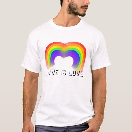 Liefde is liefdeshart van regenbogen Gay Pride T-shirt (Voorkant)