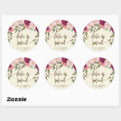 Liefde is lieve Bourgondische bloemenbruiloft stic Ronde Sticker (Vel)