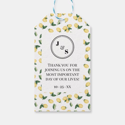 Liefde is lieve citroenen bruiloft Snoep gunst Cadeaulabel (Achterkant)