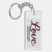 Liefde is Lijden Quote Acryl Sleutelhanger (Voorkant Links)