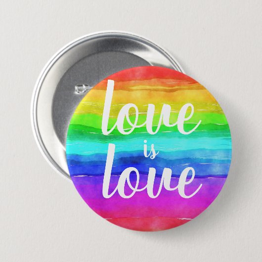 Liefde is Love Bold Gay Pride Rainbow Button (Voorkant /achterkant)
