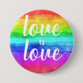 Liefde is Love Bold Gay Pride Rainbow Button (Voorkant)