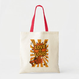 Liefde Is Luid Opvallende Stripstijl Uitspraak Tote Bag