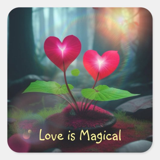 Liefde is magisch vierkante sticker (Voorkant)