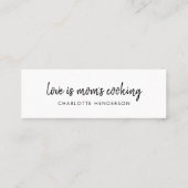 Liefde is mam's koken | Mini Recipe Bladwijzer Car Mini Visitekaartje (Achterkant)