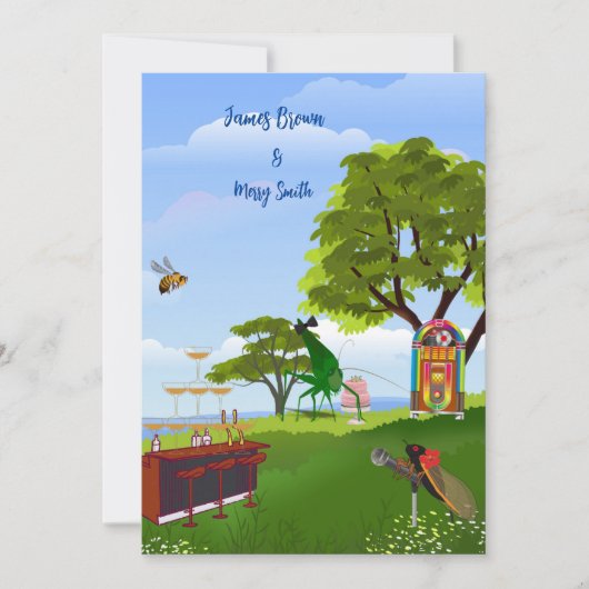 Liefde is Meadow Serenade Cicadas bruiloft Kaart (Voorkant)