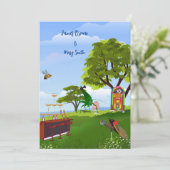 Liefde is Meadow Serenade Cicadas bruiloft Kaart (Staand voorkant)