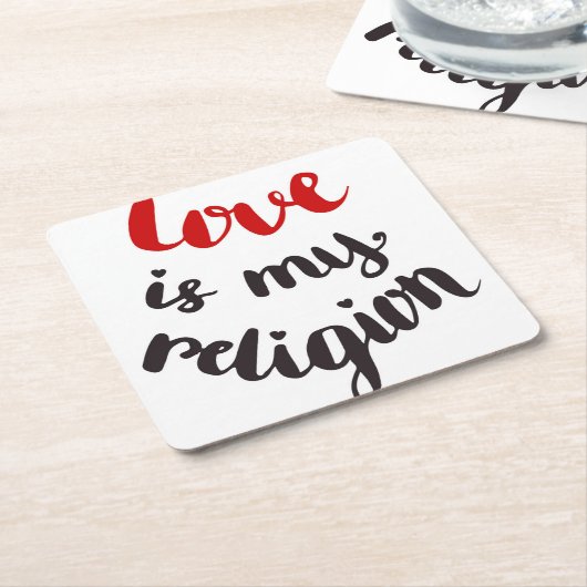 Liefde is mijn religie kartonnen onderzetters (Schuin)