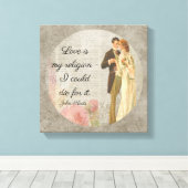 Liefde is mijn religie _Keats - Canvas Art Afdruk (Insitu (Houten vloer))