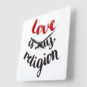 Liefde is mijn religie vierkante klok (Hoek)