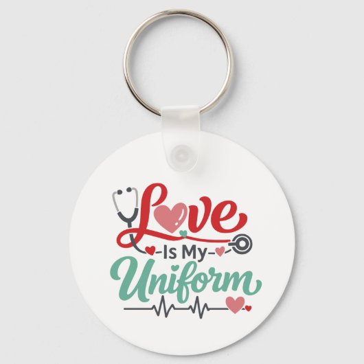 Liefde is mijn uniform verpleegster sleutelhanger (Voorkant)