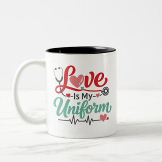 Liefde is mijn uniform verpleegster tweekleurige koffiemok