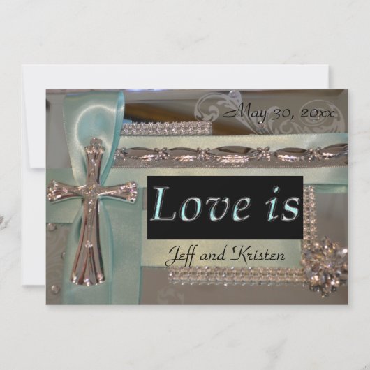 Liefde is... Mint en Silver Wedding Uitnodiging (Voorkant)