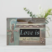 Liefde is... Mint en Silver Wedding Uitnodiging (Staand voorkant)