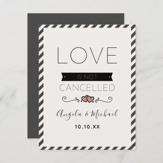 Liefde is niet geannuleerd Romantische pastel Mini Feestdagenkaart (Voorkant / Achterkant)