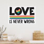 Liefde is nooit de verkeerde regenboog LGBTQ pride Poster (Keuken)