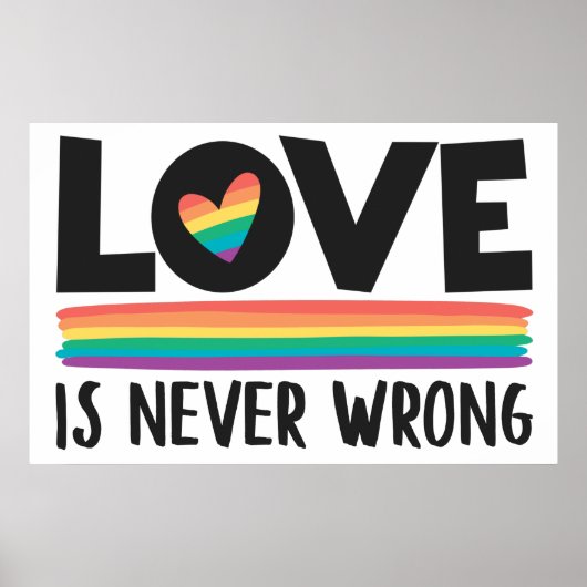Liefde is nooit de verkeerde regenboog LGBTQ pride Poster (Voorkant)