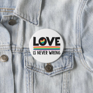 Liefde is nooit de verkeerde regenboog LGBTQ pride Ronde Button 7,6 Cm