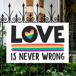 Liefde is nooit de verkeerde regenboog LGBTQ pride Spandoek