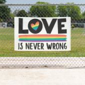 Liefde is nooit de verkeerde regenboog LGBTQ pride Spandoek (Insitu)