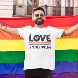 Liefde is nooit de verkeerde regenboog LGBTQ pride T-shirt