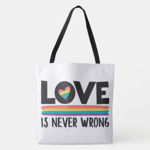 Liefde is nooit de verkeerde regenboog LGBTQ pride Tote Bag