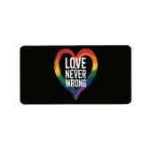 Liefde is nooit verkeerd Pride Month LGBT Etiket (Voorkant)