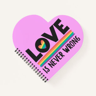 Liefde is nooit verkeerd regenboog LGBTQ Pride maa Notitieboek