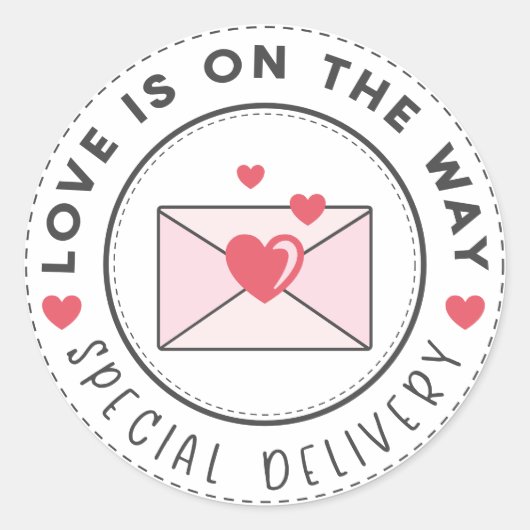Liefde is onderweg | Valentijnse  Speciale leverin Ronde Sticker (Voorkant)