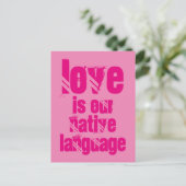 Liefde is onze moedertaal, briefkaart (Staand voorkant)