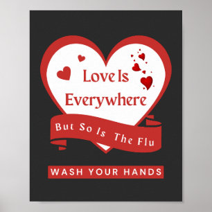 Liefde is overal maar ook de griep poster